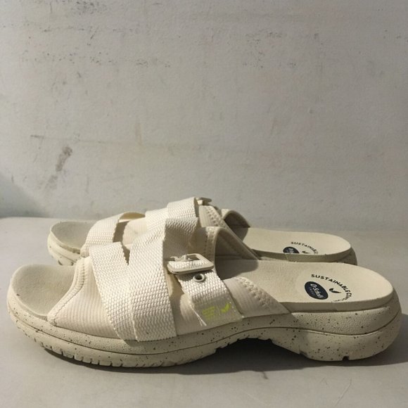DR. SCHOLL'S ADELLE OPEN-TOE ADJUSTABLE SLIDE SANDALS WHITE 6M-NICE! - Picture 1 of 11